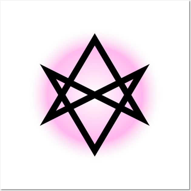 Unicursal Hexagram Pink Wall Art by QCult